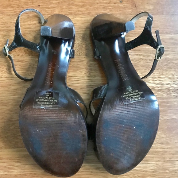 Lauren Brown Patent Strappy Heels - Picture 5 of 7